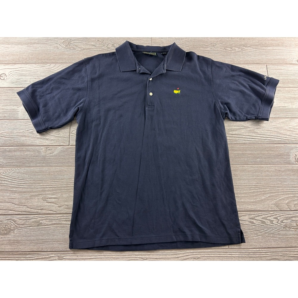Masters Collection Mens Polo Shirt Large Navy Blue Pima Cotton Golf Augusta vtg